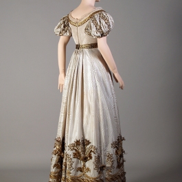 Three-quarter back view of evening dress, ca. 1815. KSUM 1986.97.28. Collection of the Kent State University Museum.